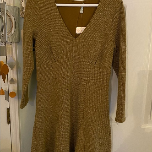 NWT Free People Heart Stopper Mini Knit Dress Brown Size L - Picture 2 of 8
